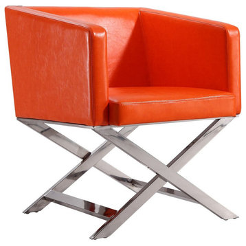 Manhattan Comfort Hollywood Faux Leather Lounge Chair, Orange, Single