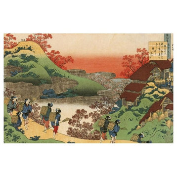 "Women Returning Home At Sunset" Digital Paper Print by Hokusai, 24"x16"