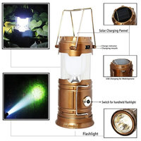 Solar Powered Camping Lantern, Solar LED Camp Light & Handheld Flashlight, Gold