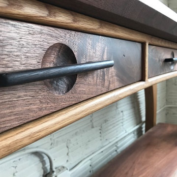 Walnut and wite oak console
