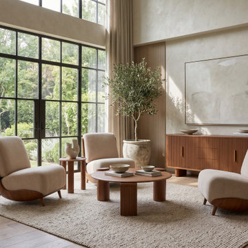 Modern Luxury Living Room with Solid Wood Furniture - Teak & Mahogany