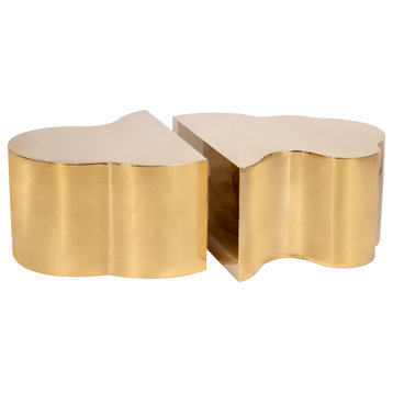 Luca Coffee Table, Gold, 2-Piece Set