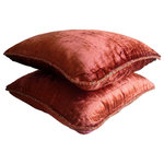 The HomeCentric - Designer Velvet Rust Accent Pillows, Velvet 16"x16" Pillow Covers, Rust Shimmer - Rust Shimmer is an exclusive 100% handmade decorative pillow cover designed and created with intrinsic detailing. A perfect item to decorate your living room, bedroom, office, couch, chair, sofa or bed. The real color may not be the exactly same as showing in the pictures due to the color difference of monitors. This listing is for Single Pillow Cover only and does not include Pillow or Inserts.