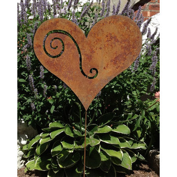 Heart Garden Art, Rust, Garden Stake