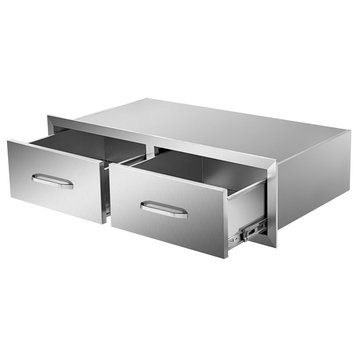 Outdoor Kitchen Drawers 30" W x 10" H x 20" D Horizontal Double BBQ Access