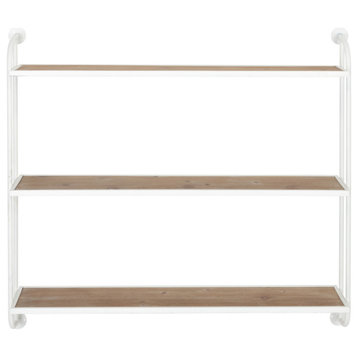 Emery Wall Shelf, White, 34"Hx36"Wx8"D, 3 Shelves