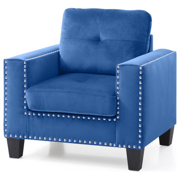 Nailer Navy Blue Upholstered Accent Chair