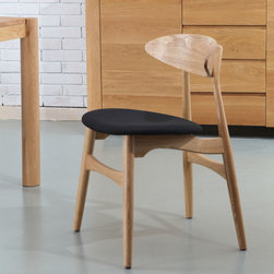 Hektor Dining Chair - Solid Oak - Black Fabric Seat - Dining Chairs