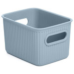 Superio - Superio Ribbed Storage Bin, Plastic Storage Basket, Stone Blue, 1.5 L - Organizing your space with these colorful storage bins, from baby clothes to living room extra organization, keep your surroundings neat and tidy. The storage basket comprises thick plastic with a built-in handle with a ribbed design and solid construction, ideal for organizing closet and pantry items.