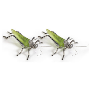 Decorative Grasshopper Figurine, Green (Set of 2)