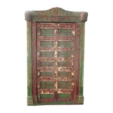 Mogul Interior - Krishna Door Hand Carved Reclaimed Antique Style Teak Doors & Arch Frame India - Interior Doors