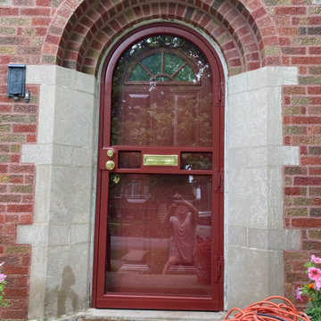 Round Top Steel Entry Door & Steel Security Storm Door