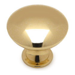Cosmas - Round Cabinet Knob, 1-1/4" Diameter, Polished Brass, Set of 10 - Cabinet And Drawer Knobs
