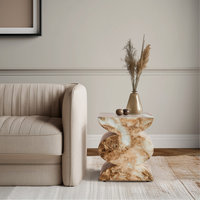 Studio London Trudi Faux Marble Effect Stool and End Table for Modern Home
