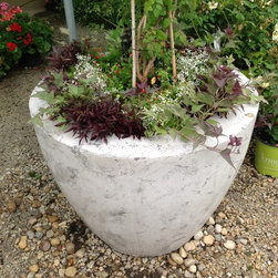 Large Concrete Drum Planters - Outdoor Pots And Planters
