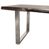 Solid Wood Top Dining Table, Live Edge, Espresso Finish With Nickel Plated Base