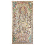 Mogul Interior - Consigned Vintage Carved Wood Colorful Dancing Shiva Zen Wall Art - Infuse your space with zen energy through our Vintage Wood Dancing Shiva Wall Panel. This exquisite piece, adorned with colorful Tandav Shiv Wall Art, captures the essence of eternal grace. The handcrafted panel  adding a touch of zen and artistic brilliance to your home. Allow the vibrant colors and intricate carving to tell a tale of cosmic dance and timeless beauty. Elevate your decor with this exceptional Vintage Wood Wall Panel, a perfect synthesis of art, culture, and custom design. Use as a wall sculpyure or be creative and make into a custom barn door