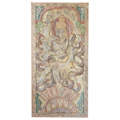 Consigned Vintage Wood Dancing Shiva Wall Panel - Custom Barn Door, Wall Art