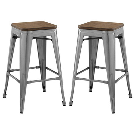 Promenade Counter Stool, Set of 2, Gunmetal