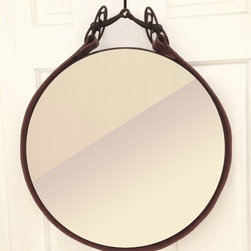 Leather Equestrian Bridle Mirror with Antique (Circa 1800) Bit - Wall Mirrors