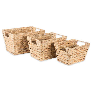 DII Modern Metal Water Hyacinth Assorted Basket in Natural (Set of 3)