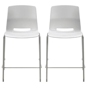Home Square 25" Plastic Counter Stool in Light Gray - Set of 2
