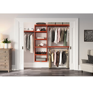 Solid Wood Walk-In Closet Organizer with hanging, Red Mahogany