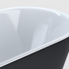 Kube Ovale 59'' White Free Standing Bathtub, Black