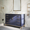 Gracie 48" Bathroom Vanity, Pacific Blue With Carrara Marble, 48"