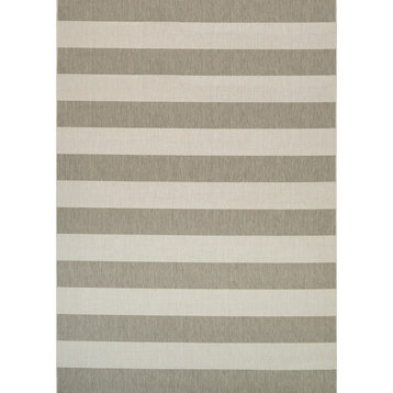 Couristan Afuera Yacht Club Tan and Ivory Indoor/Outdoor Rug, 6'6"x9'6"