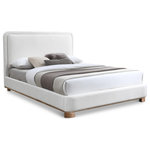 Meridian Furniture - Nolita Linen Textured Fabric Upholstered Bed, Cream, Queen, Natural Finish - Upgrade the ambiance of your bedroom with the Nolita Linen Textured Fabric Bed. The bed features a luxurious cream-colored linen textured fabric that is not only soft to the touch but also incredibly durable. The solid wood natural finish base adds a touch of elegance and warmth to the overall design. If you're looking for a bed that is both stylish and functional, the Nolita Linen Textured Fabric Queen Sized Bed is the perfect choice.