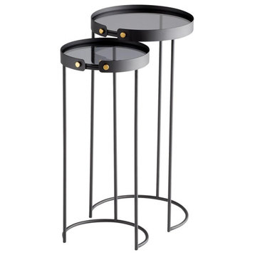 Tall Bow Tie Tables, Graphite, Iron, Glass, 12"W (11226 MGU3D)