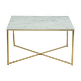Alismar Square Coffee Table, White, Golden Chrome Base