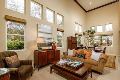 Example of a tuscan living room design in San Diego