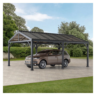 Sunjoy 20'x14' Metal Carport, Outdoor Living Pavilion, Gazebo