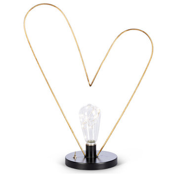 18.11" Metal Tabletop Heart, LED Light String Bulb