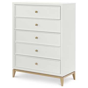 Rachael Ray Home Chelsea 5-Drawer Chest, White/Gold 7810-2200