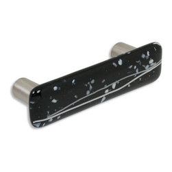 CKP - Art Glass Pull, White Confetti, Dull Brushed Nickel Base - Cabinet And Drawer Handle Pulls