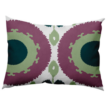 Boho Decorative Lumbar Pillow, Green, 14x20"