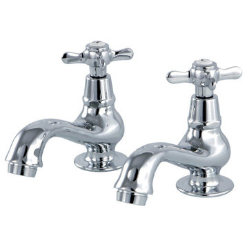 Kingston Brass KS1101BEX Basin Tap Faucet with Cross Handle, Polished Chrome