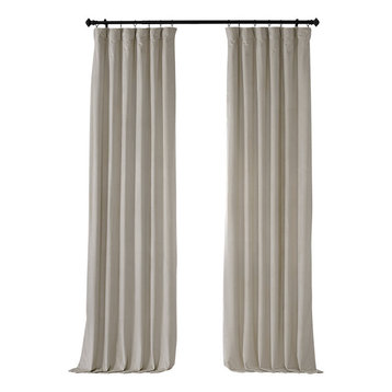 Heritage Plush Velvet Curtain Single Panel, Vanilla, 50"x84"