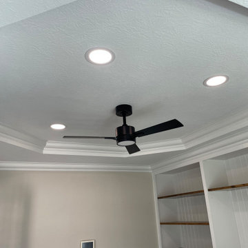 Tray Ceiling and Custom Built-Ins in Modern Home Office