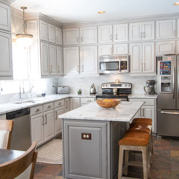 Gray painted kitchen cabinets