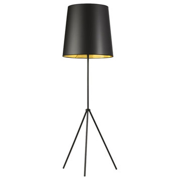 Dainolite 1-Light Floor Lamp, Black, Gold Shade, Matte Black, OD3-F-698-MB