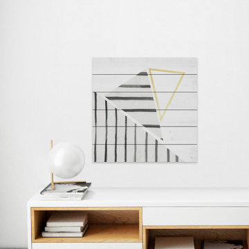 "Geometric Lines" Painting Print on White Wood