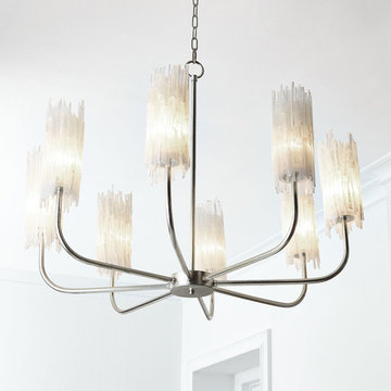 John-Richard Collection Natural Selenite Shaded 8-Light Chandelier
