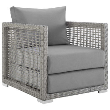 Aura Rattan Outdoor Armchair, Gray/Gray