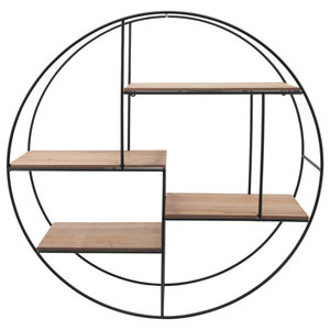 Wood/Metal, 65"H 5-Layered Shelf, Brown/Black Kd - Industrial - Display And  Wall Shelves - by Uber Bazaar | Houzz