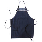 Far Holland - Oak Apron - Bake delicious treats while keeping your clothes flour-free with the Oak Apron. Simple in design, this apron is made in New York City with 100% indigo denim.  Featuring two pockets, this baking apron can hold all of your cooking essentials, making it both cute and functional. Wash seperately, indigo denim may color other fabrics.