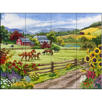Tile Mural, A Day In The Country by Nancy Wernersbach2